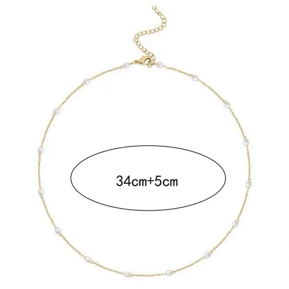 ⚠️Clearance Faux Pearl Yellow Gold Choker Necklace - Picture 3 of 3